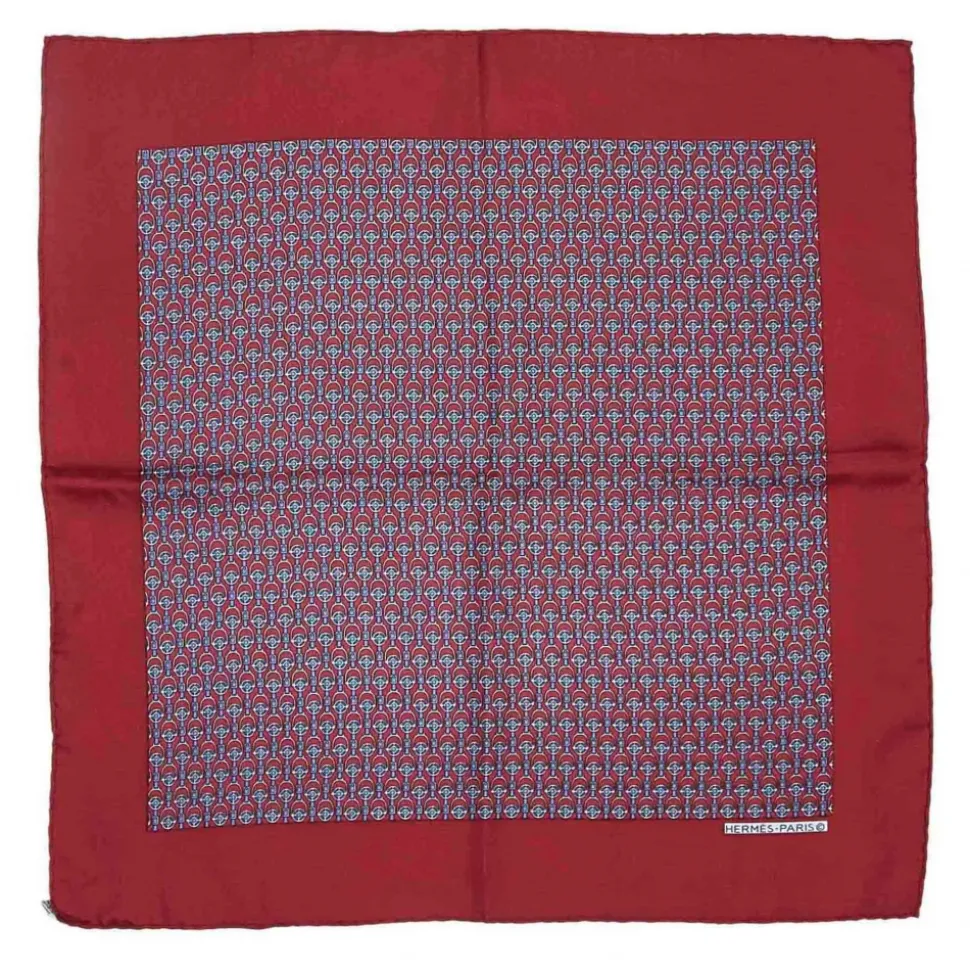 Hermès Vintage - Printed Silk Scarf - Red Bordeaux - Silk Foulard - Luxury High Quality - Avvenice