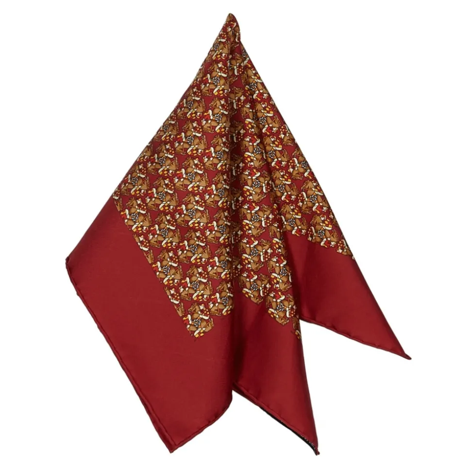 Hermès Vintage - Printed Silk Scarf - Red Bordeaux Multi - Silk Foulard - Luxury High Quality - Avvenice
