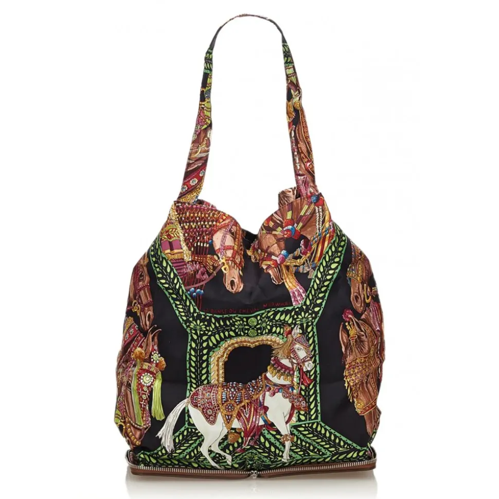 Hermès Vintage - Silky Pop Tote Bag - Brown Multi - Leather Canvas Silk Handbag - Luxury High Quality - Avvenice