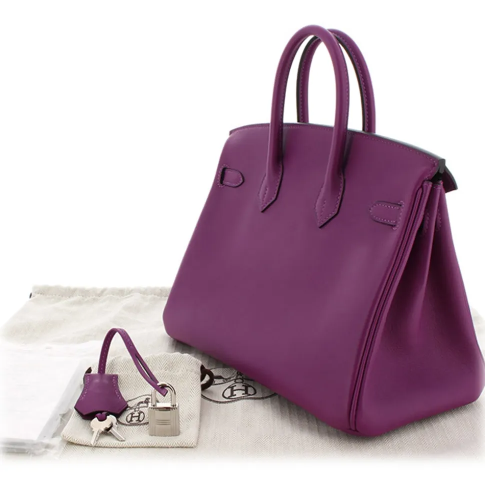 Hermès Vintage - Swift Birkin 25 - Purple - Leather Handbag - Avvenice