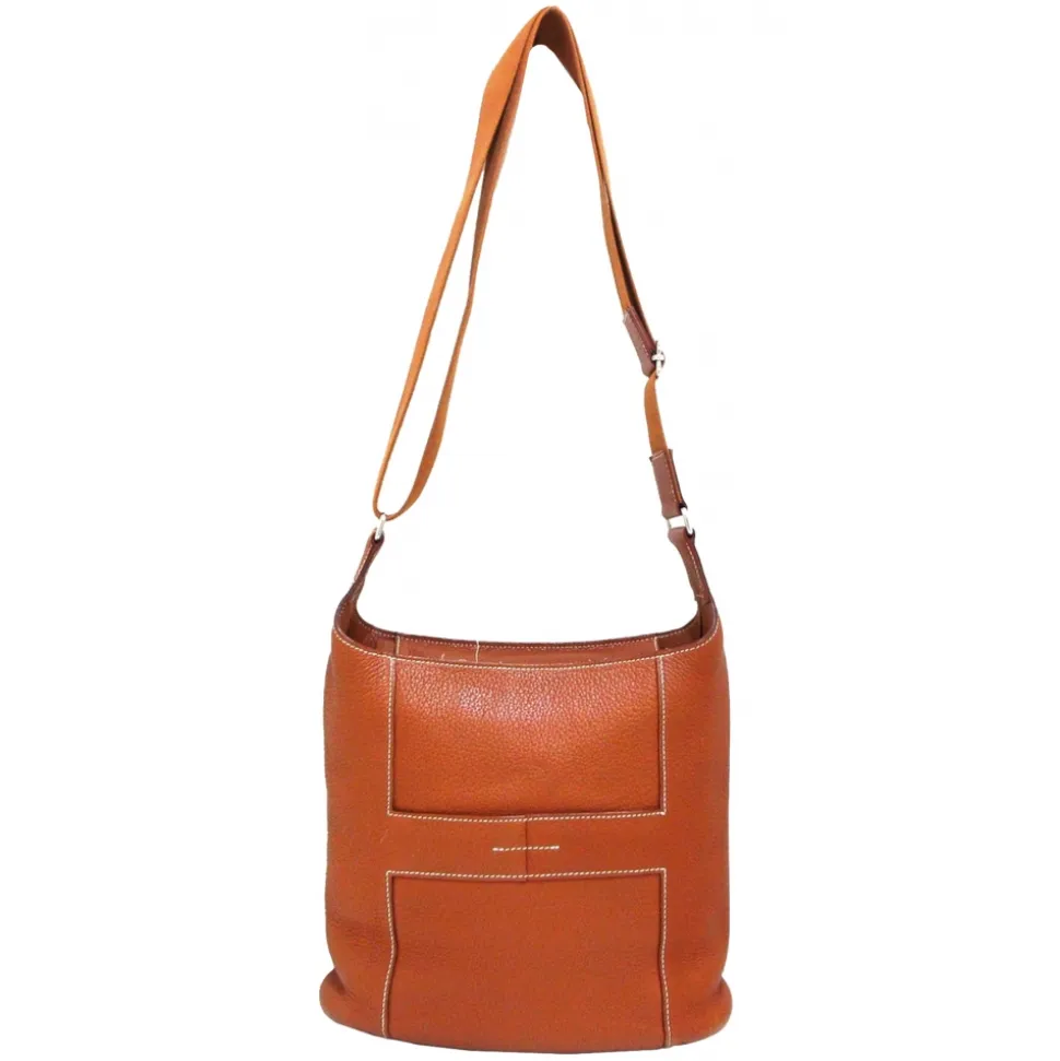 Hermès Vintage - Taurillon Clemence Sac Good News Crossbody Bag - Orange - Leather Crossbody Bag - Avvenice