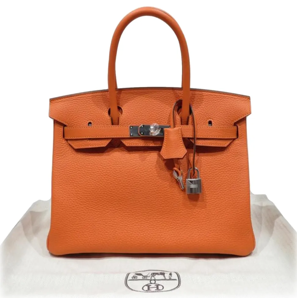 Hermès Vintage - Taurillon Clemence Birkin 30 - Orange - Leather Handbag - Avvenice