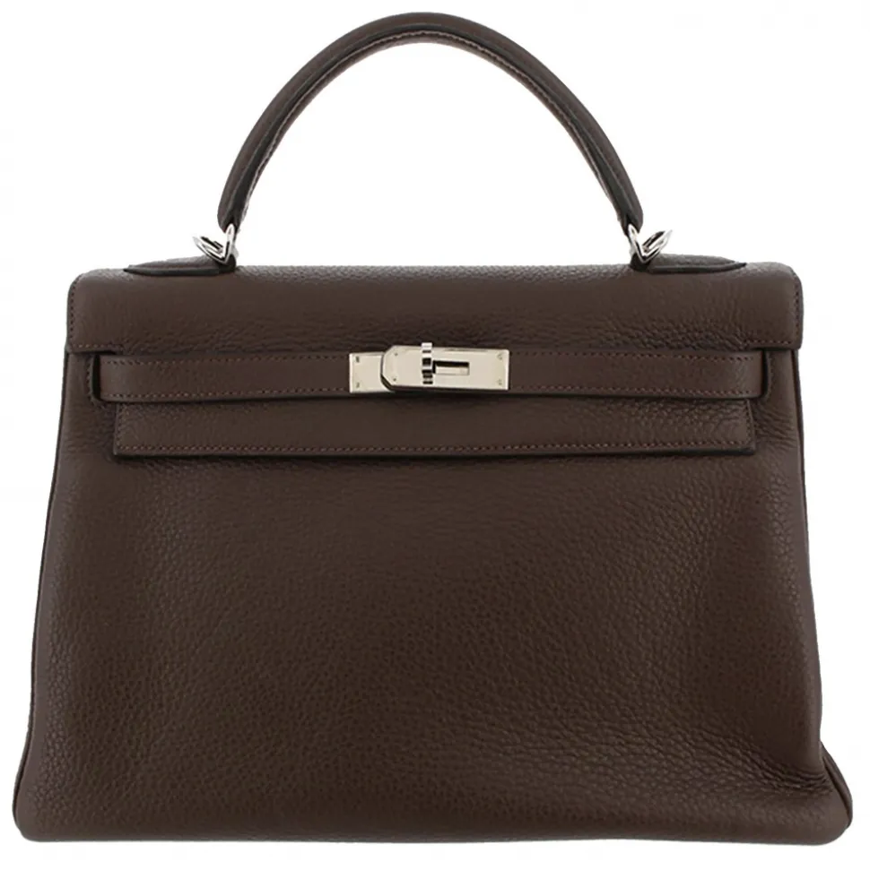 Hermès Vintage - Taurillon Clemence Kelly Retourne 32 - Dark Brown - Leather Handbag - Avvenice
