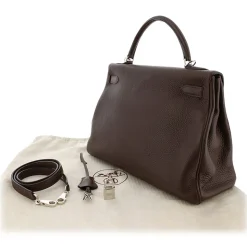 Hermès Vintage - Taurillon Clemence Kelly Retourne 32 - Dark Brown - Leather Handbag - Avvenice