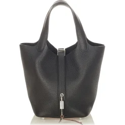 Hermès Vintage - Togo Picotin 18 - Black - Leather Handbag - Avvenice