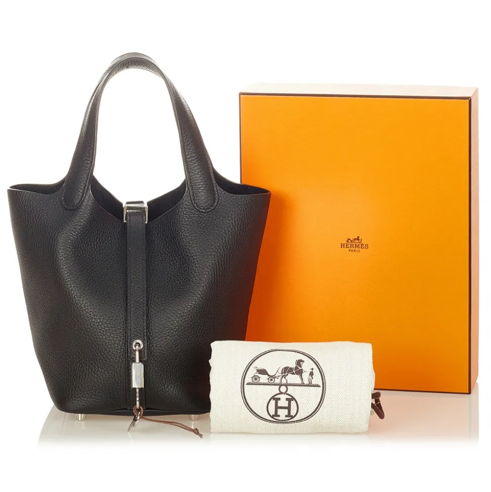 Hermès Vintage - Togo Picotin 18 - Black - Leather Handbag - Avvenice