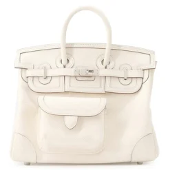 Hermès Vintage - Toile Goeland Swift Cargo Birkin 25 - White - Leather and Calf Handbag - Luxury High Quality - Avvenice