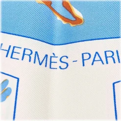 Hermès Vintage - Vive Les Champions Scarf - Light Blue Multi - Silk Foulard - Luxury High Quality - Avvenice