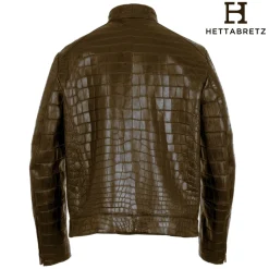 Hettabretz - Crocodile Niloticus Biker Jacket with Silk Lining - Brown - Italian Handmade Jacket - Luxury High Quality Leather - Avvenice