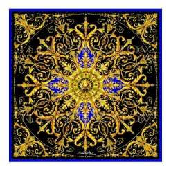 Ilian Rachov - Black and Gold Rosone Silk Scarf - Baroque - Silk Foulard - Luxury High Quality - Avvenice