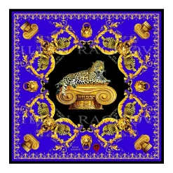 Ilian Rachov - Imperial Jaguar Blue Silk Scarf - Baroque - Silk Foulard - Luxury High Quality - Avvenice