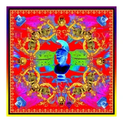 Ilian Rachov - Minerva Imperial Pop Red Silk Scarf - Baroque - Silk Foulard - Luxury High Quality - Avvenice