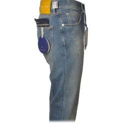 Jacob Cohën - 5 Pocket Jeans Straight Leg with Rips - Light Denim - Trousers - Made in Italy - Luxury Exclusive Collection - Avvenice