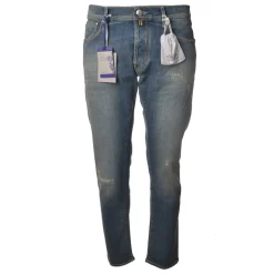 Jacob Cohën - 5 Pocket Jeans Straight Leg with Rips - Light Denim - Trousers - Made in Italy - Luxury Exclusive Collection - Avvenice