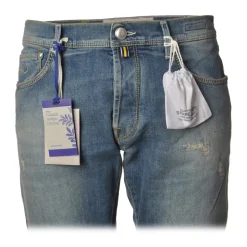 Jacob Cohën - 5 Pocket Jeans Straight Leg with Rips - Light Denim - Trousers - Made in Italy - Luxury Exclusive Collection - Avvenice
