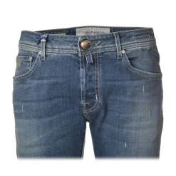 Jacob Cohën - 5 Pockets Jeans Slim Fit with Rips - Light Denim - Trousers - Made in Italy - Luxury Exclusive Collection - Avvenice