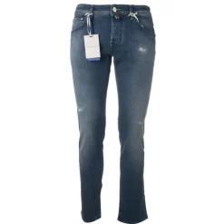 Jacob Cohën - 5 Pockets Jeans Slim Fit with Rips - Light Denim - Trousers - Made in Italy - Luxury Exclusive Collection - Avvenice