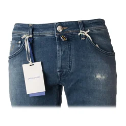 Jacob Cohën - 5 Pockets Jeans Slim Fit with Rips - Light Denim - Trousers - Made in Italy - Luxury Exclusive Collection - Avvenice