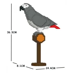 Jekca - African Grey 01S - Lego - Sculpture - Construction - 4D - Brick Animals - Toys - Avvenice