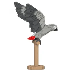Jekca - African Grey 02S - Lego - Sculpture - Construction - 4D - Brick Animals - Toys - Avvenice