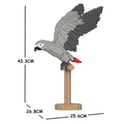 Jekca - African Grey 02S - Lego - Sculpture - Construction - 4D - Brick Animals - Toys - Avvenice