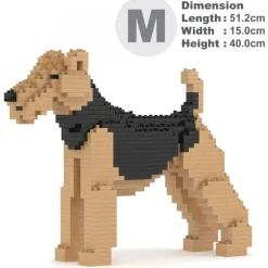 Jekca - Airedale Terrier 01 - Big - Lego - Sculpture - Construction - 4D - Brick Animals - Toys - Avvenice