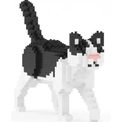 Jekca - Black and White Cat Mini 01 - Lego - Sculpture - Construction - 4D - Brick Animals - Toys - Avvenice
