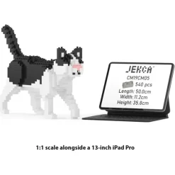 Jekca - Black and White Cat Mini 01 - Big - Lego - Sculpture - Construction - 4D - Brick Animals - Toys - Avvenice
