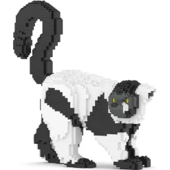 Jekca - Black and White Lemur 01 - Big - Lego - Sculpture - Construction - 4D - Brick Animals - Toys - Avvenice