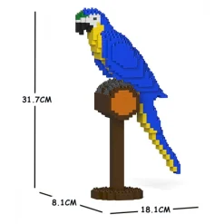 Jekca - Blue-and-Gold Macaw 01S - Lego - Sculpture - Construction - 4D - Brick Animals - Toys - Avvenice