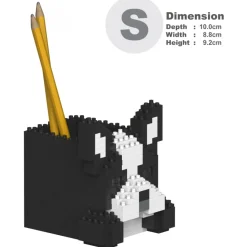 Jekca - Boston Terrier Pencil Cup 01S - Lego - Sculpture - Construction - 4D - Brick Animals - Toys - Avvenice