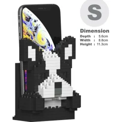 Jekca - Boston Terrier Phone Stand 01S - Lego - Sculpture - Construction - 4D - Brick Animals - Toys - Avvenice