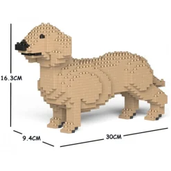 Jekca - Dachshund 01S-M03 - Lego - Sculpture - Construction - 4D - Brick Animals - Toys - Avvenice
