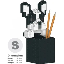 Jekca - French Bulldog Pencil Cup 01S - Lego - Sculpture - Construction - 4D - Brick Animals - Toys - Avvenice