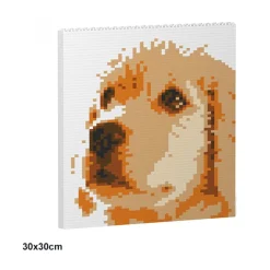 Jekca - Golden Retriever Brick Painting 01S - Lego - Sculpture - Construction - 4D - Brick Animals - Toys - Avvenice