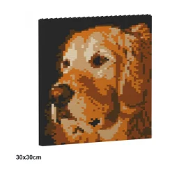 Jekca - Golden Retriever Brick Painting 02S - Lego - Sculpture - Construction - 4D - Brick Animals - Toys - Avvenice