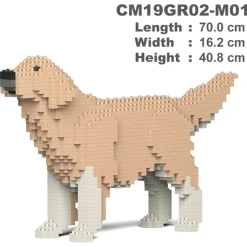 Jekca - Golden Retriever 02-M01 - Big - Lego - Sculpture - Construction - 4D - Brick Animals - Toys - Avvenice