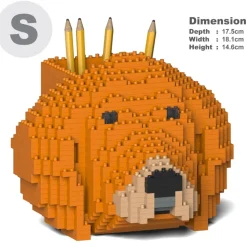 Jekca - Golden Retriever Pencil Cup 01S-M01 - Lego - Sculpture - Construction - 4D - Brick Animals - Toys - Avvenice