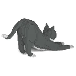 Jekca - Grey Tuxedo Cat 04S - Lego - Sculpture - Construction - 4D - Brick Animals - Toys - Avvenice