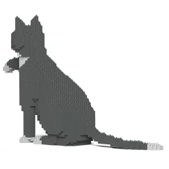 Jekca - Grey Tuxedo Cat 03S - Lego - Sculpture - Construction - 4D - Brick Animals - Toys - Avvenice