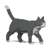 Jekca - Grey Tuxedo Cat 02S - Lego - Sculpture - Construction - 4D - Brick Animals - Toys - Avvenice