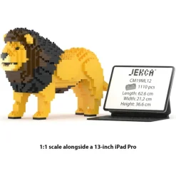 Jekca - Lion 01 - Big - Lego - Sculpture - Construction - 4D - Brick Animals - Toys - Avvenice
