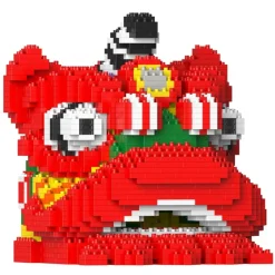 Jekca - Lion Dance Head 01 - Big - Lego - Sculpture - Construction - 4D - Brick Animals - Toys - Avvenice
