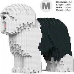 Jekca - Old English Sheepdog 01-M01 - Big - Lego - Sculpture - Construction - 4D - Brick Animals - Toys - Avvenice