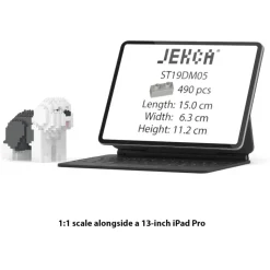 Jekca - Old English Sheepdog Mini 01 - Lego - Sculpture - Construction - 4D - Brick Animals - Toys - Avvenice