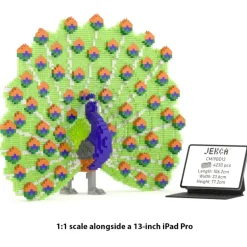 Jekca - Peacock 01 - Big - Lego - Sculpture - Construction - 4D - Brick Animals - Toys - Avvenice
