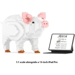 Jekca - Pig 01 - Big - Lego - Sculpture - Construction - 4D - Brick Animals - Toys - Avvenice