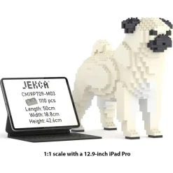 Jekca - Pug 01-M03 - Big - Lego - Sculpture - Construction - 4D - Brick Animals - Toys - Avvenice