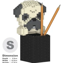 Jekca - Pug Pencil Cup 01S - Lego - Sculpture - Construction - 4D - Brick Animals - Toys - Avvenice