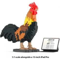 Jekca - Rooster 01 - Big - Lego - Sculpture - Construction - 4D - Brick Animals - Toys - Avvenice